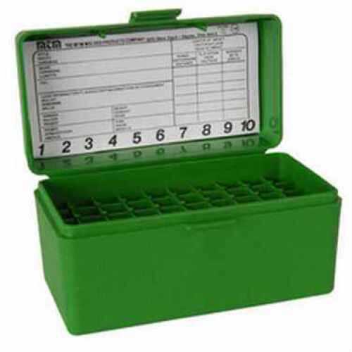 MTM Ammunition Box 50 Round Flip-Top 300 WSM 45-70 <span style="font-weight:bolder; ">7mm</span> R SAUM Green RMLD-50-10